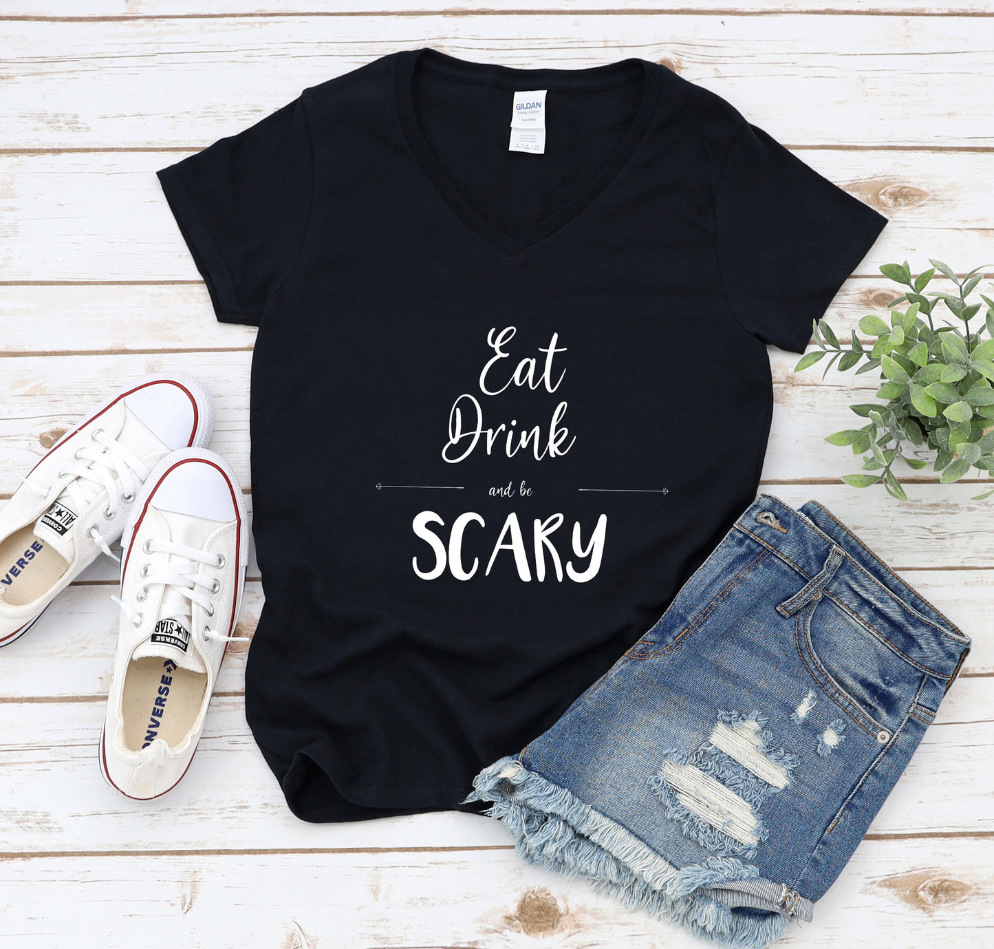 Be Scary Trendy Halloween V Neck T-Shirt