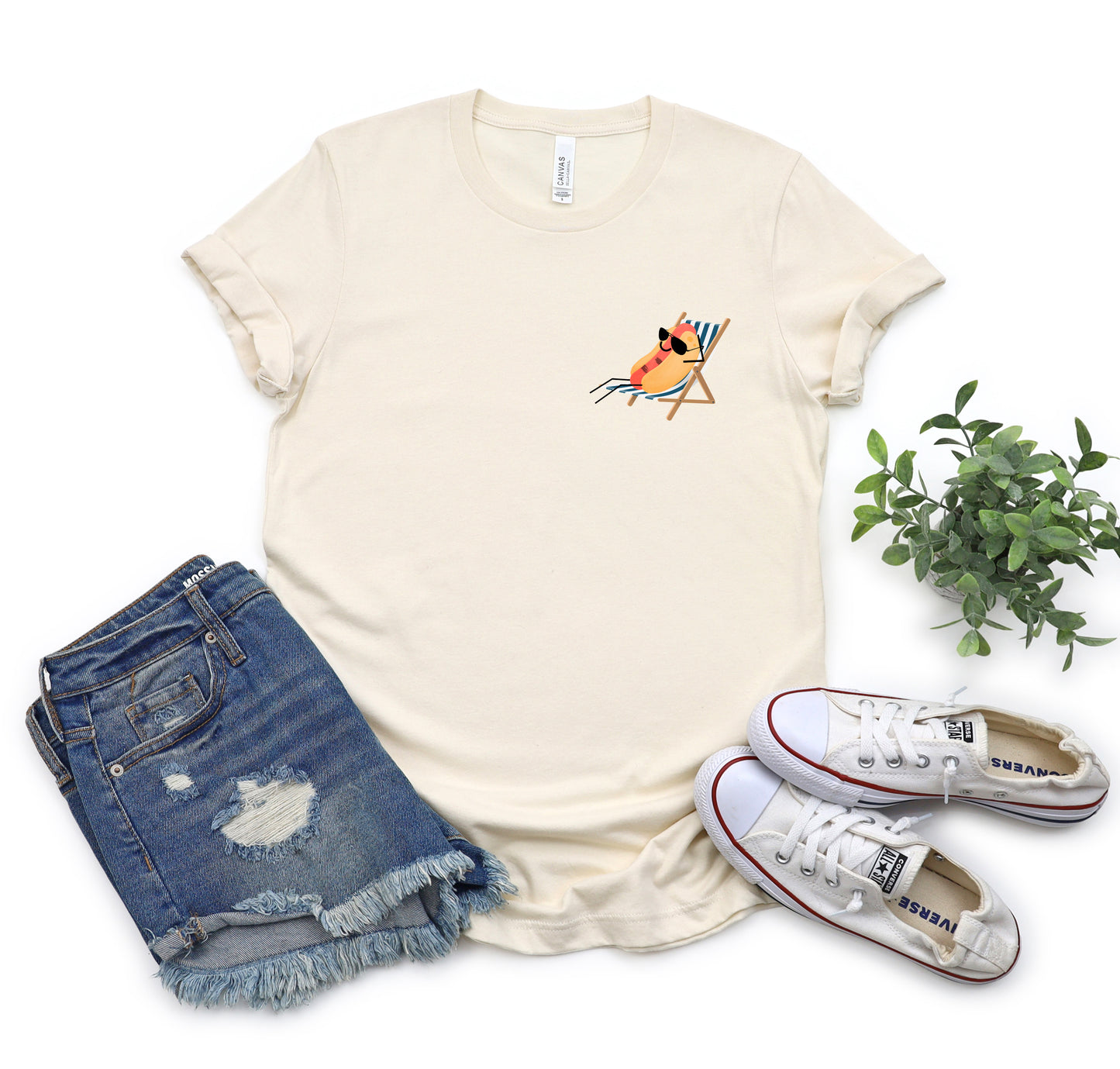 Hot Dog Sunbathing T-Shirt