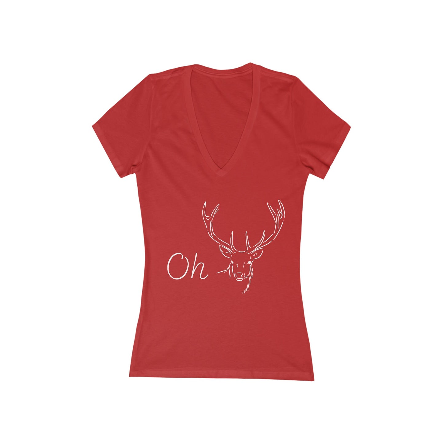 Oh Deer Reindeer Holiday Women's V Neck Tee
