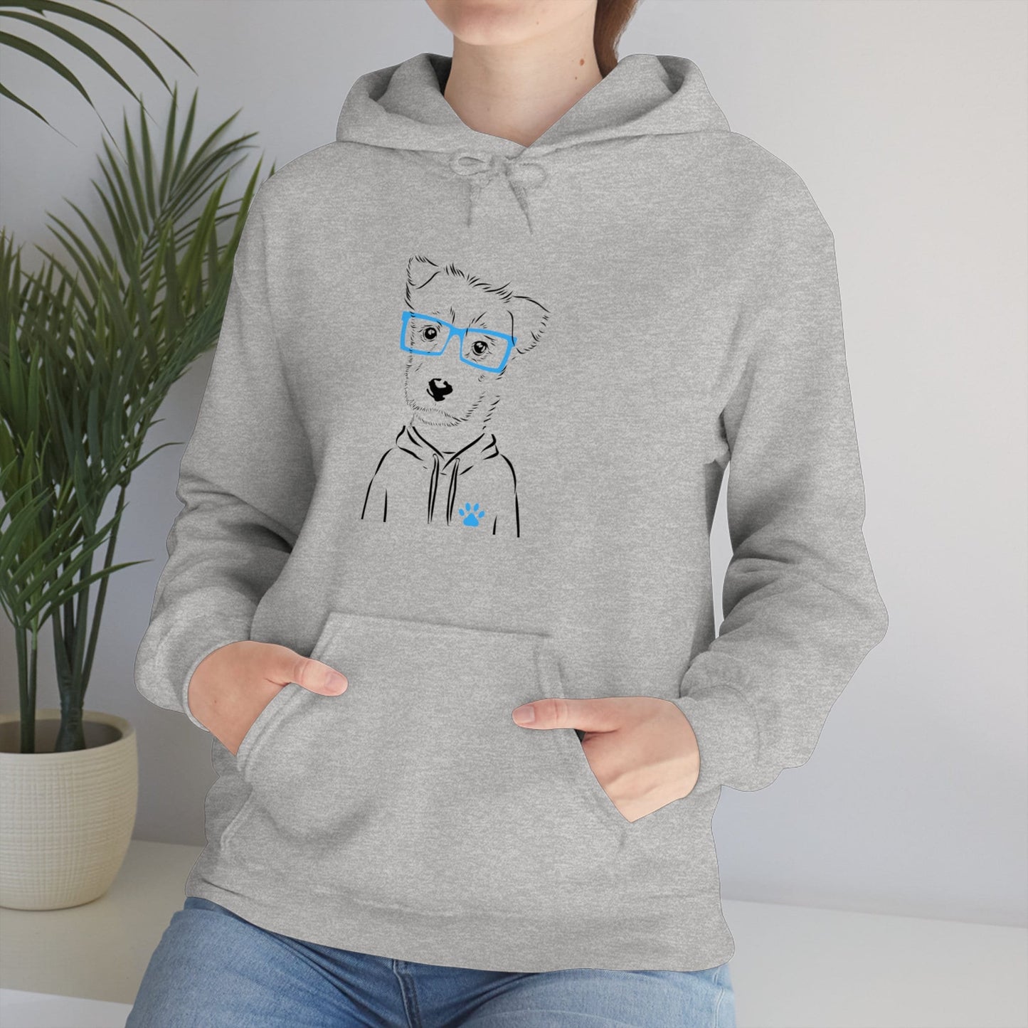 Dog with Hoodie and Glasses Hooded Sweatshirt
