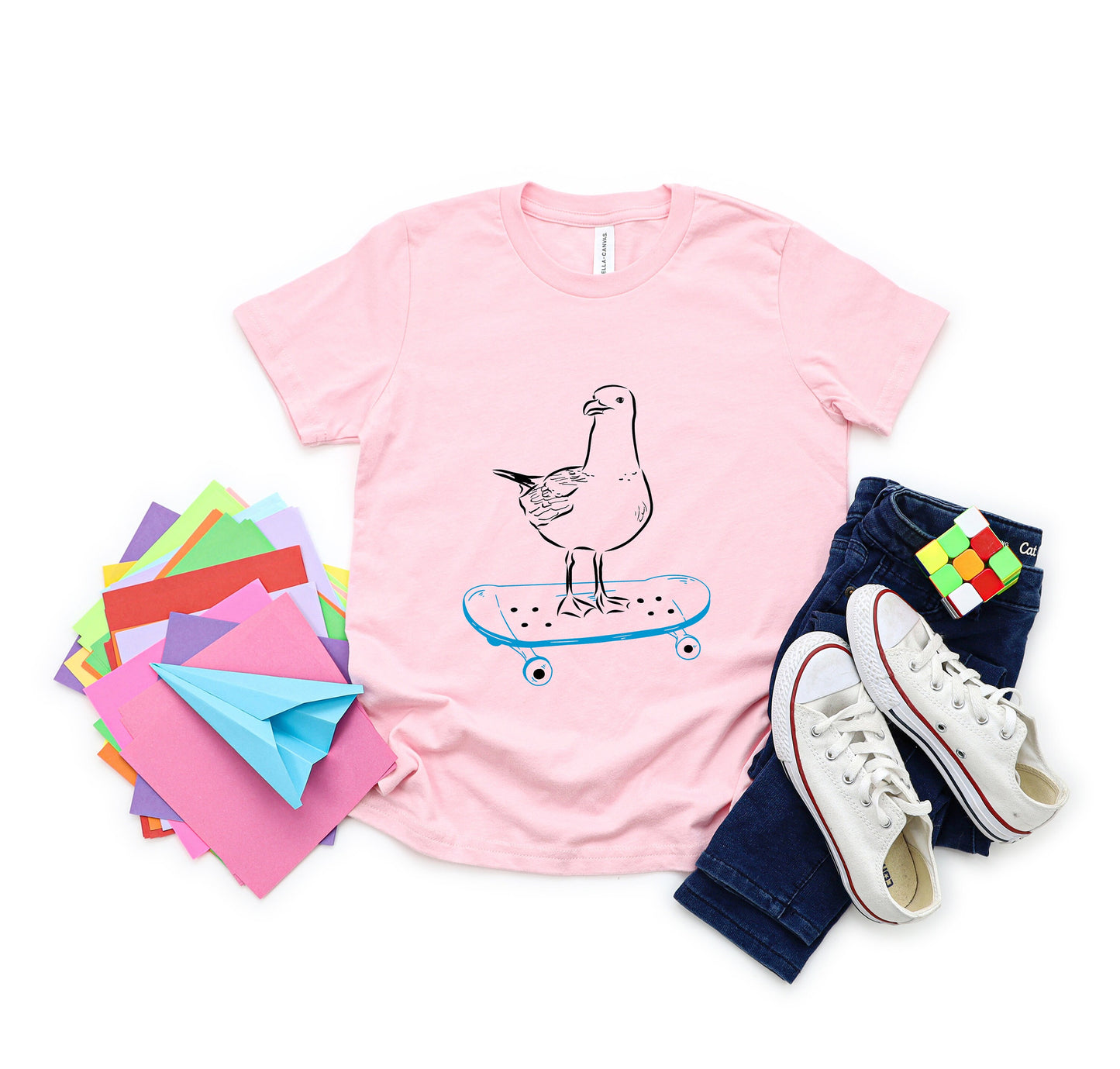 Skater Seagull Skateboard Kids' T-Shirt
