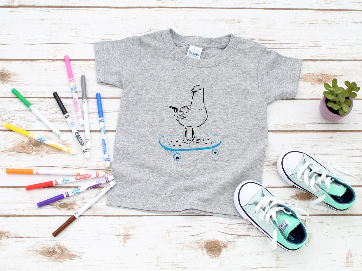 Skater Seagull Skateboard Kids' T-Shirt