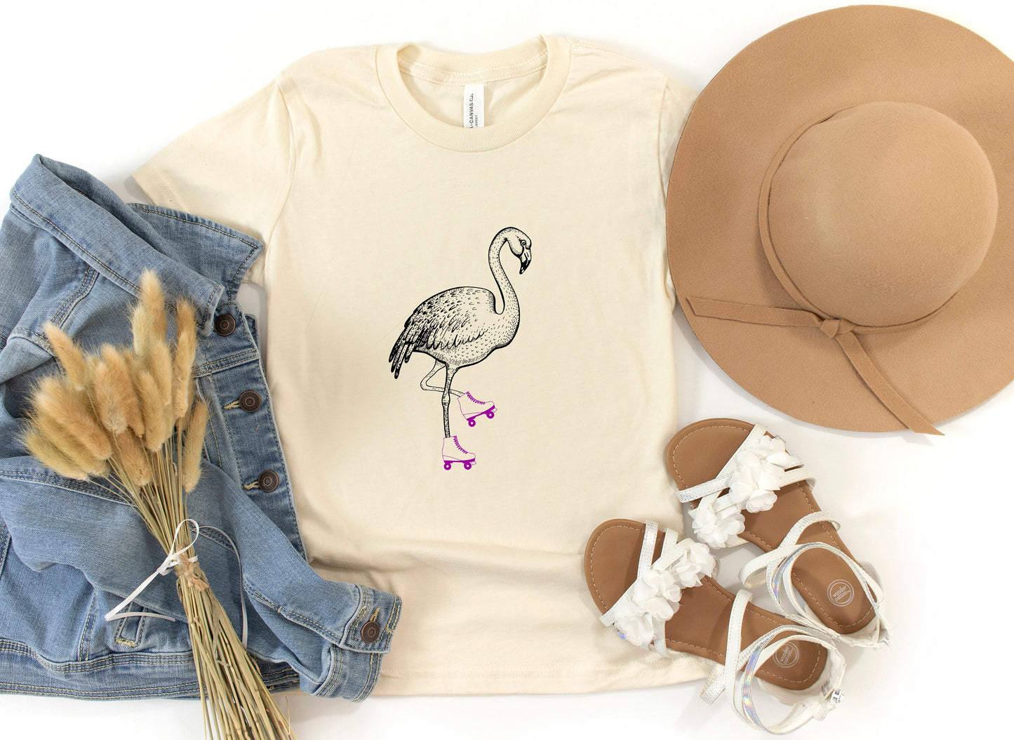 Flamingo in Roller Skates Kids' T-Shirt