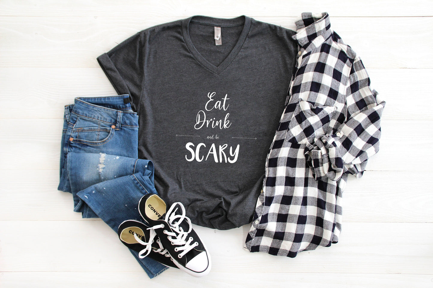 Be Scary Trendy Halloween V Neck T-Shirt