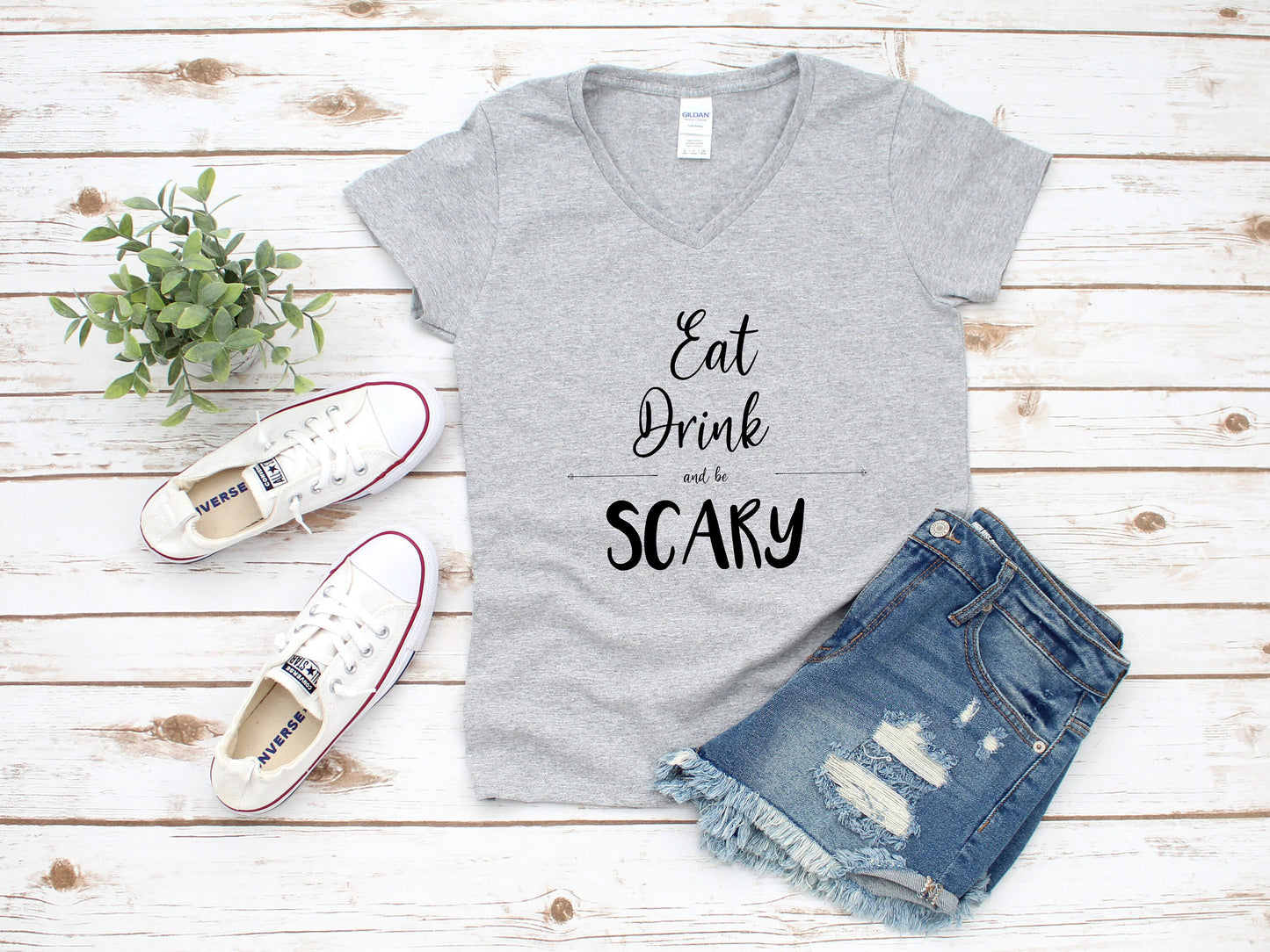 Be Scary Trendy Halloween V Neck T-Shirt