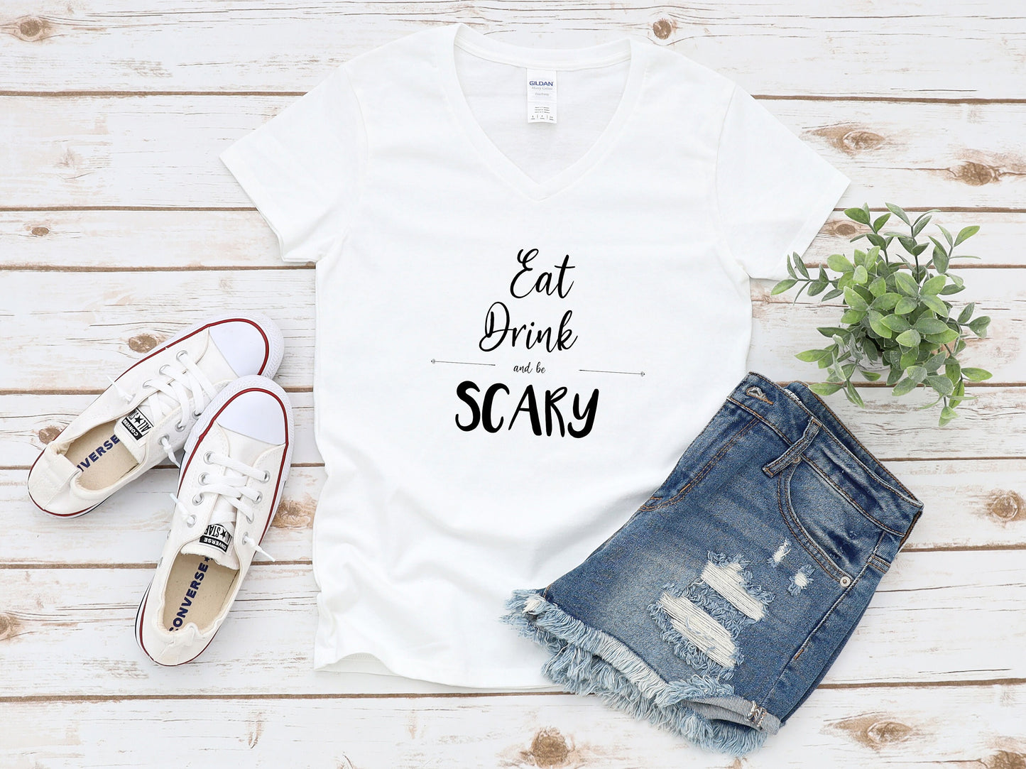 Be Scary Trendy Halloween V Neck T-Shirt