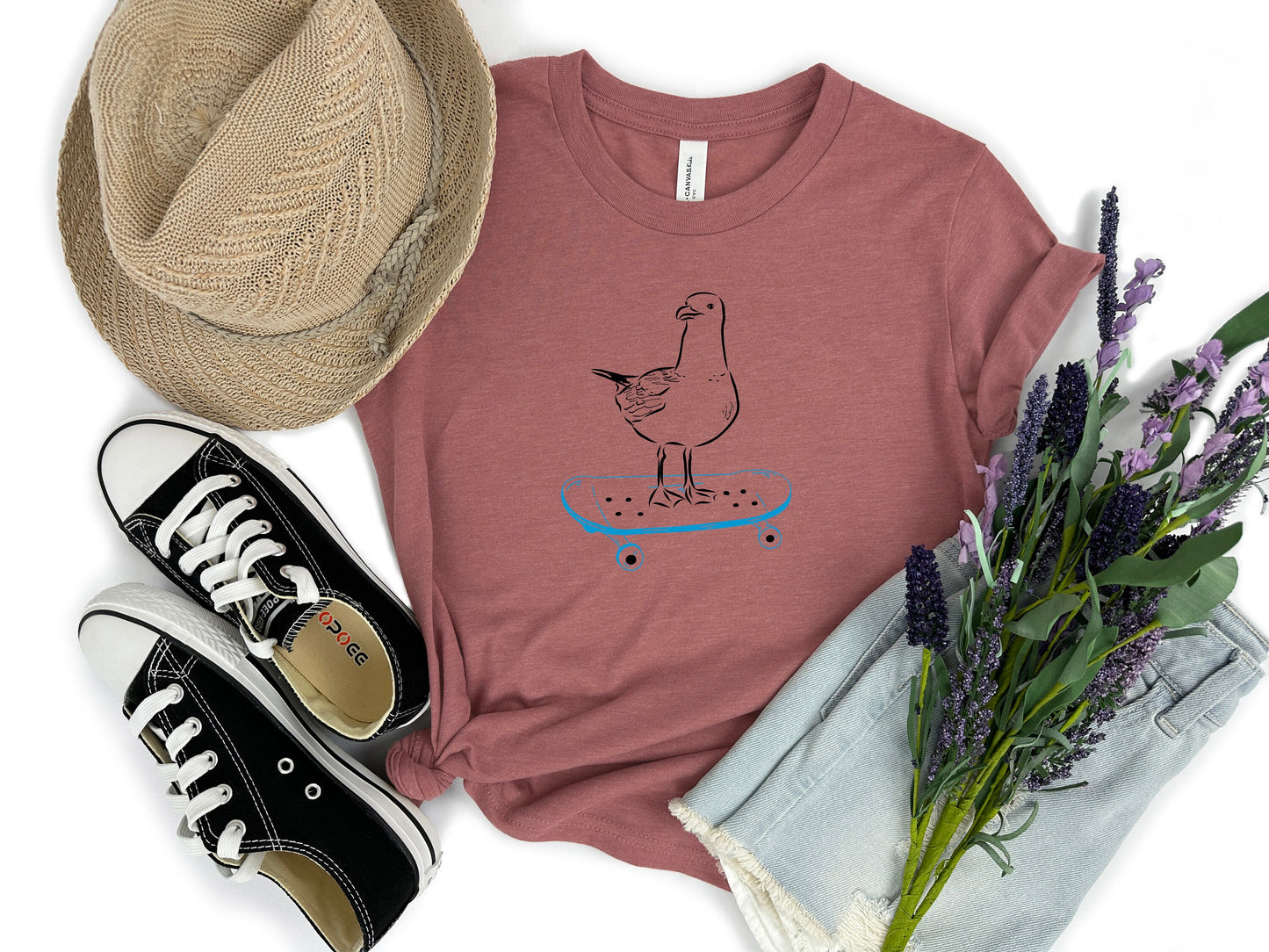 Skater Seagull Skateboard Kids' T-Shirt