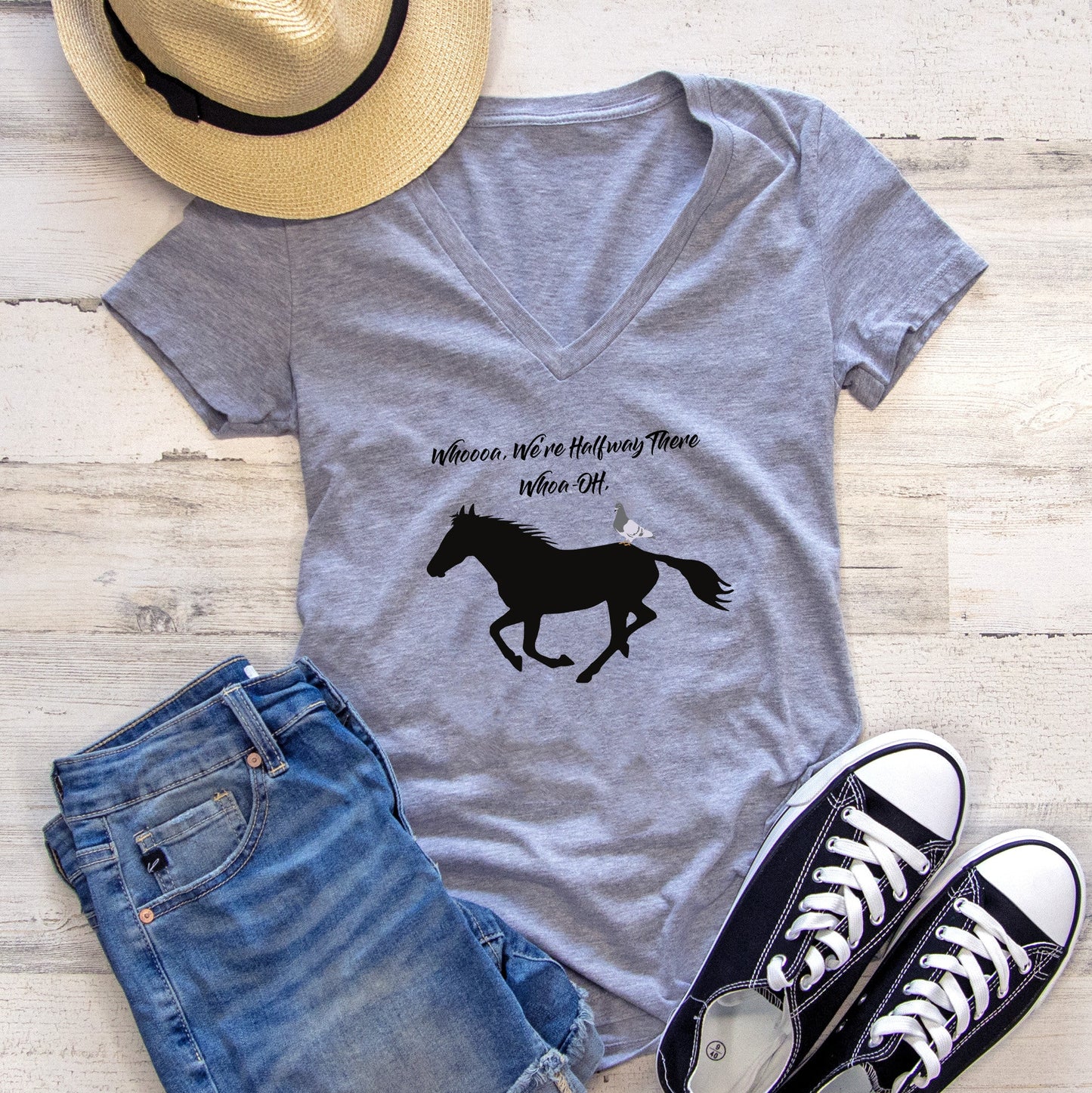 Pigeon on a Mare Women's V-Neck Tee