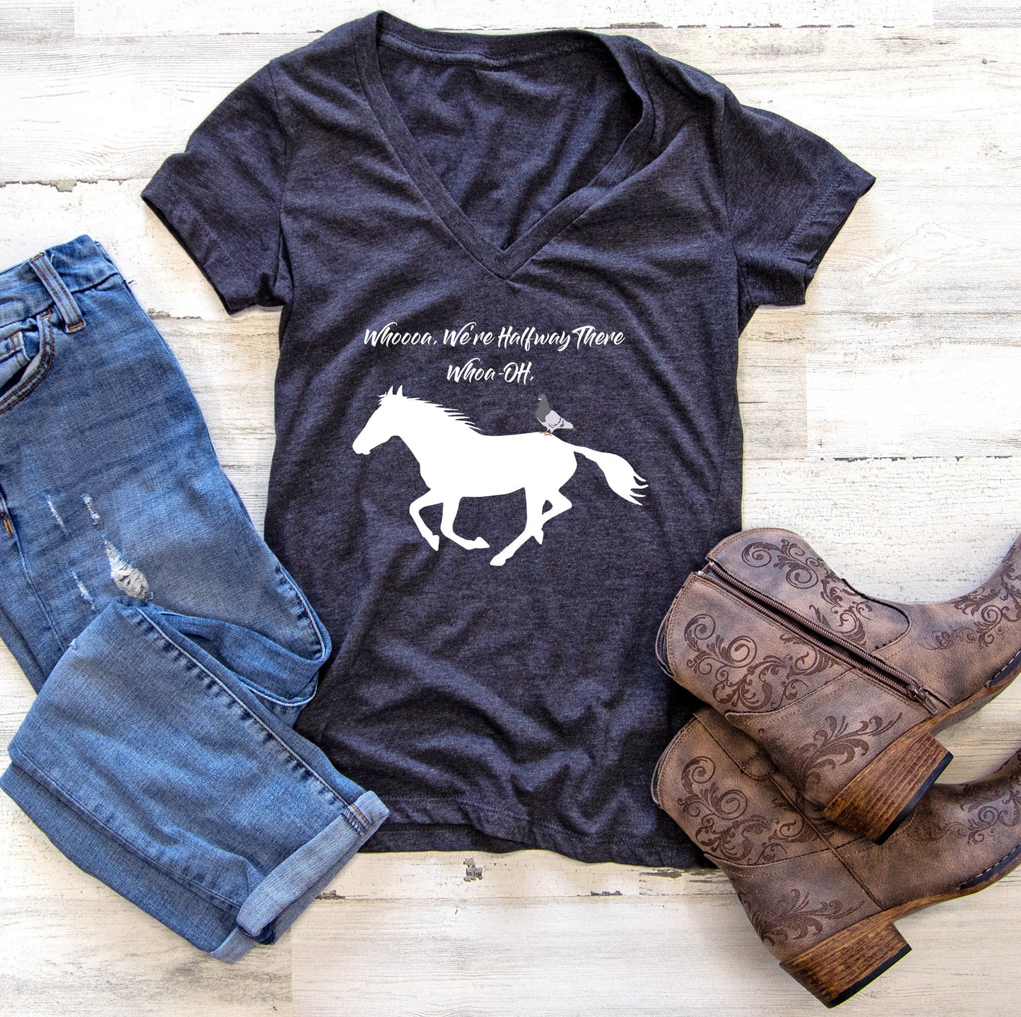 Pigeon on a Mare Women's V-Neck Tee