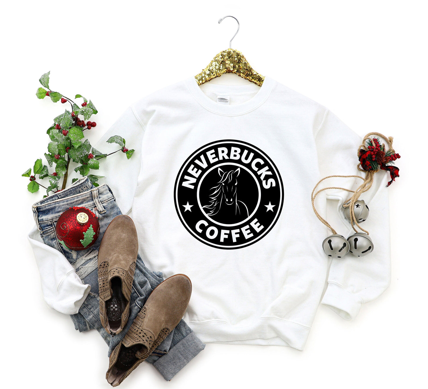 Neverbucks Equestrian Horse Lover Crewneck Sweatshirt
