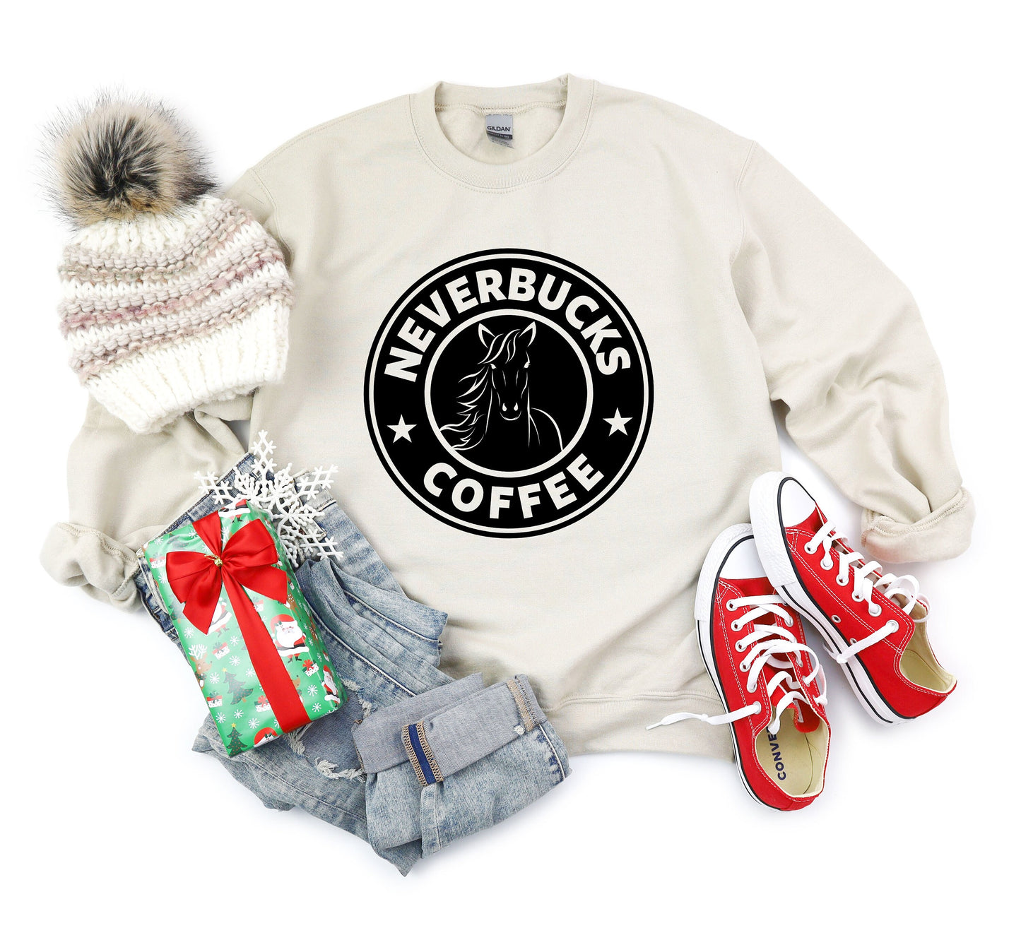 Neverbucks Equestrian Horse Lover Crewneck Sweatshirt