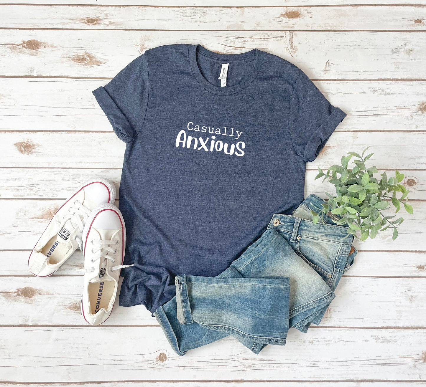 Casually Anxious Text T-Shirt