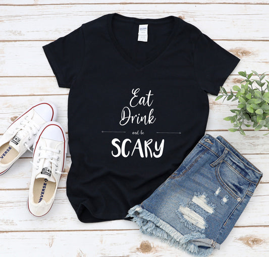 Be Scary Trendy Halloween  V Neck T-Shirt