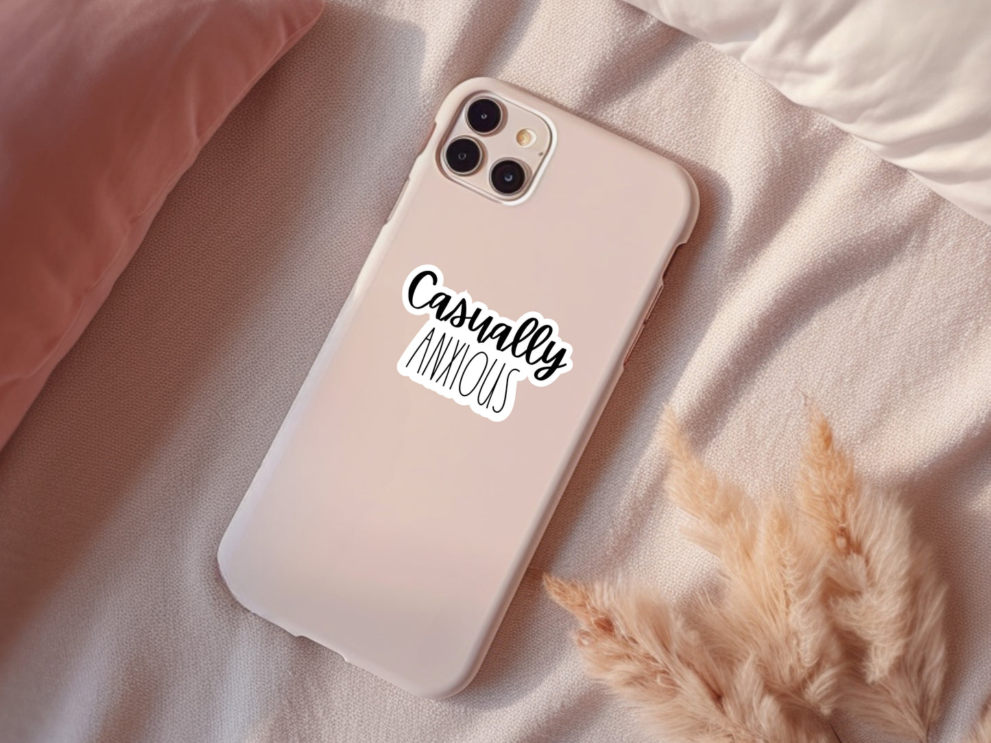 Casually Anxious Kiss-Cut Stickers | Cute Anxiety Relief Decor for Laptops, Journals, Water Bottles, Gifts, Self-Care