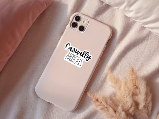 Casually Anxious Kiss-Cut Stickers | Cute Anxiety Relief Decor for Laptops, Journals, Water Bottles, Gifts, Self-Care