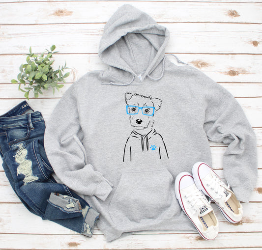 Dog with Hoodie and Glasses Hooded Sweatshirt