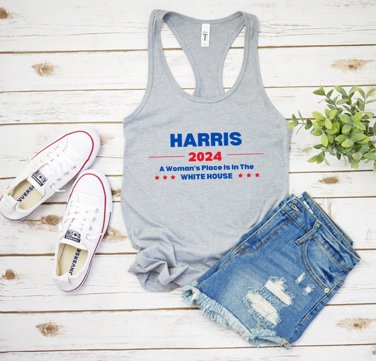 Harris 2024 A Woman's Place is in the White House Women's Racerback Tank