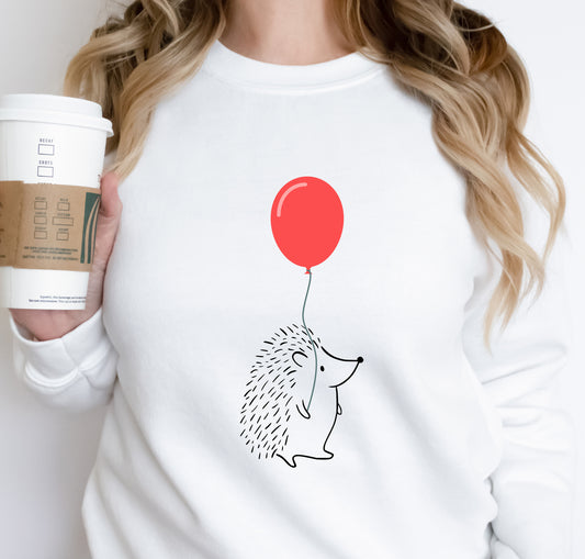 Hedgehog with Balloon Crewneck Sweatshirt