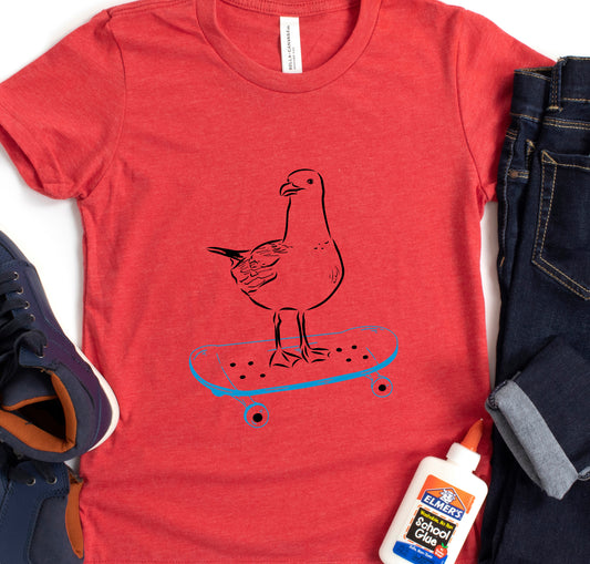 Skater Seagull Skateboard Kids' T-Shirt