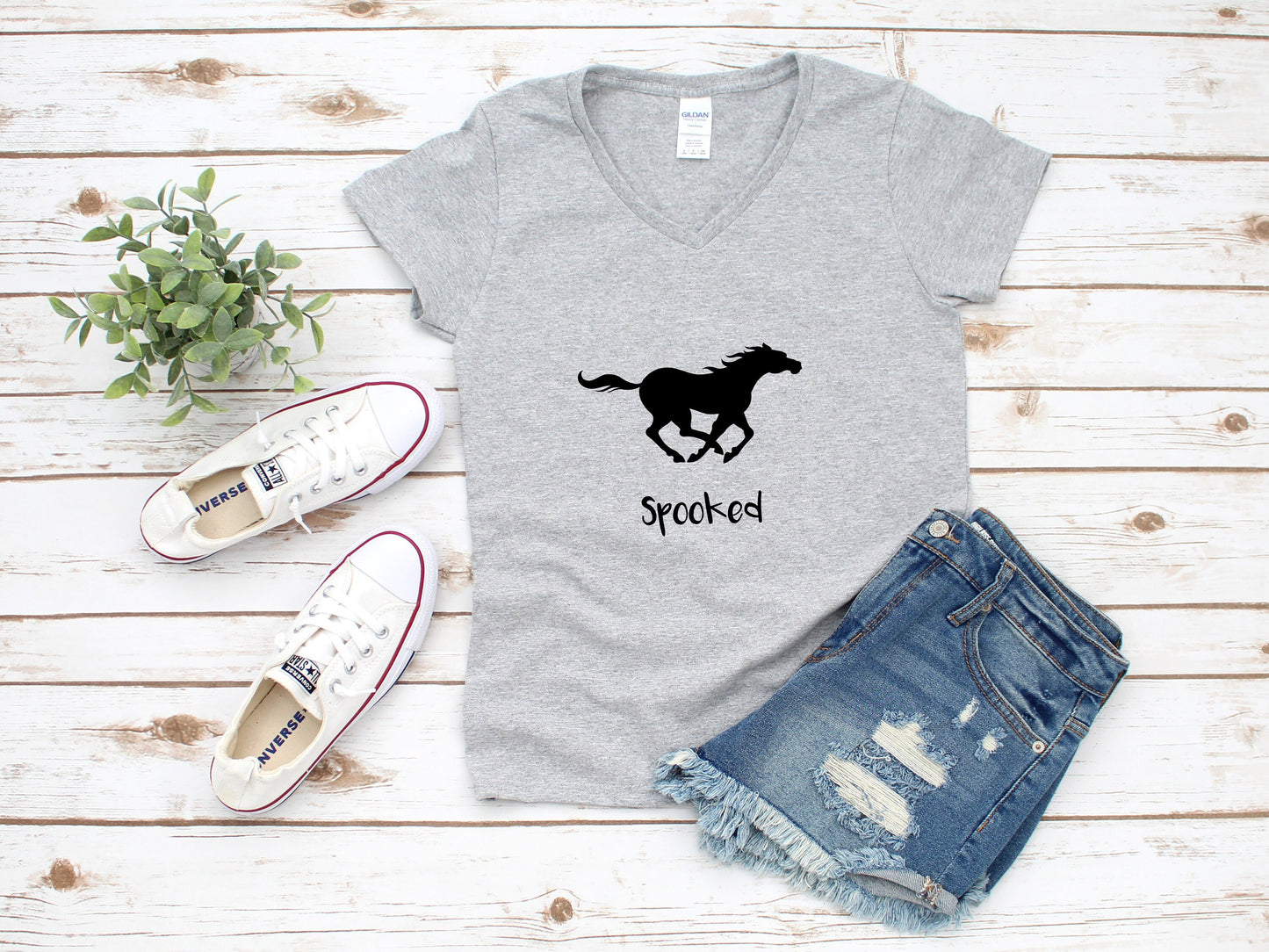 Spooked Horse Women' V Neck T-Shirt