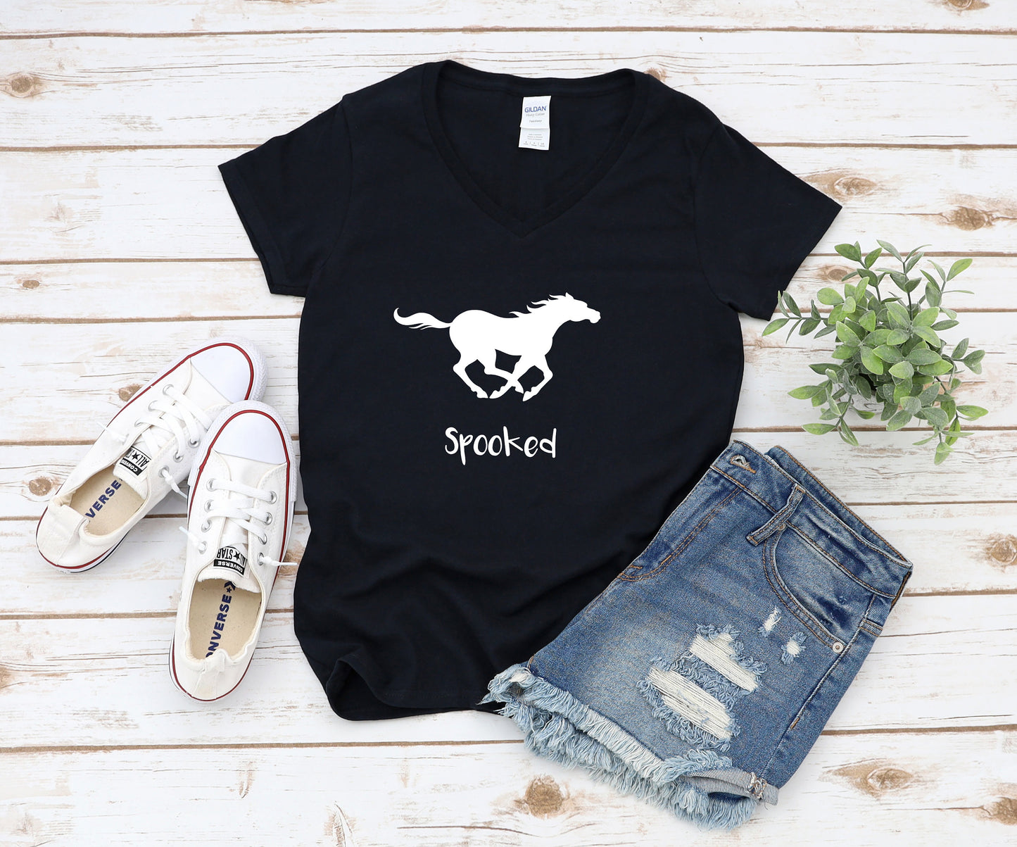 Spooked Horse Women' V Neck T-Shirt