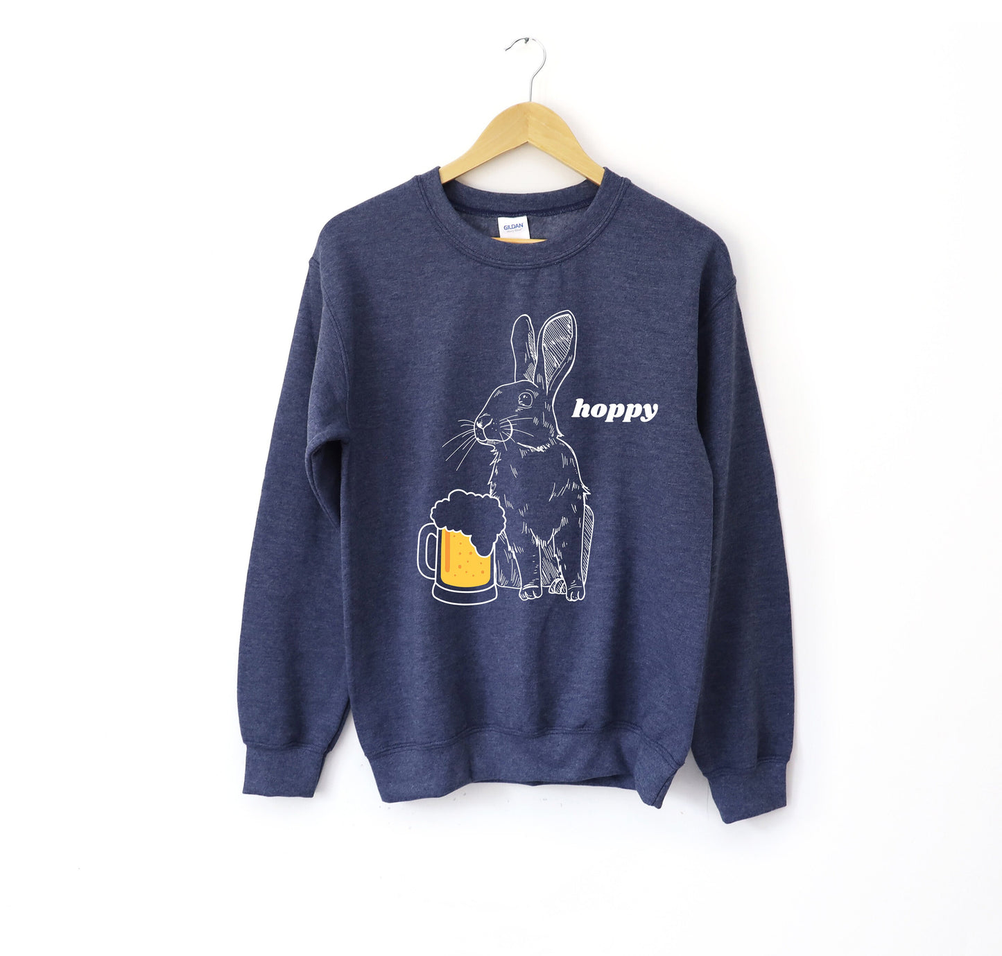 Hoppy Rabbit with Beer Crewneck Sweatshirt