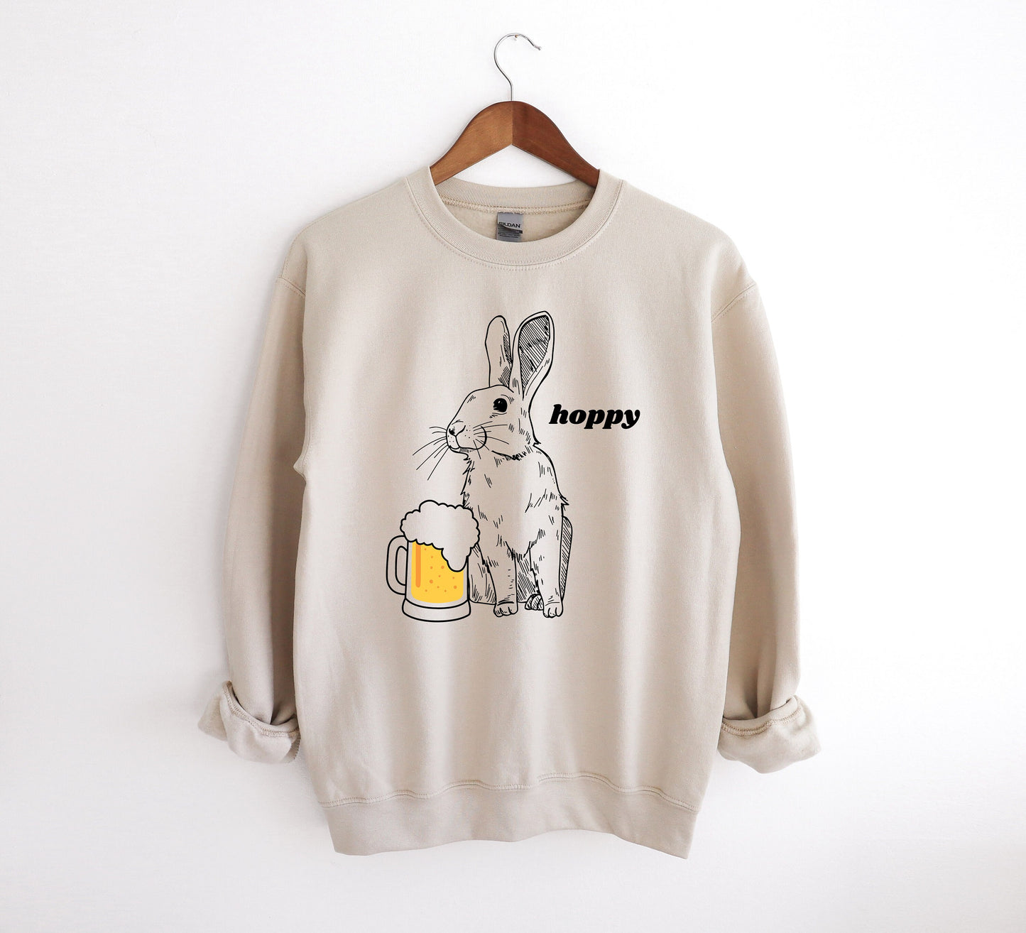 Hoppy Rabbit with Beer Crewneck Sweatshirt