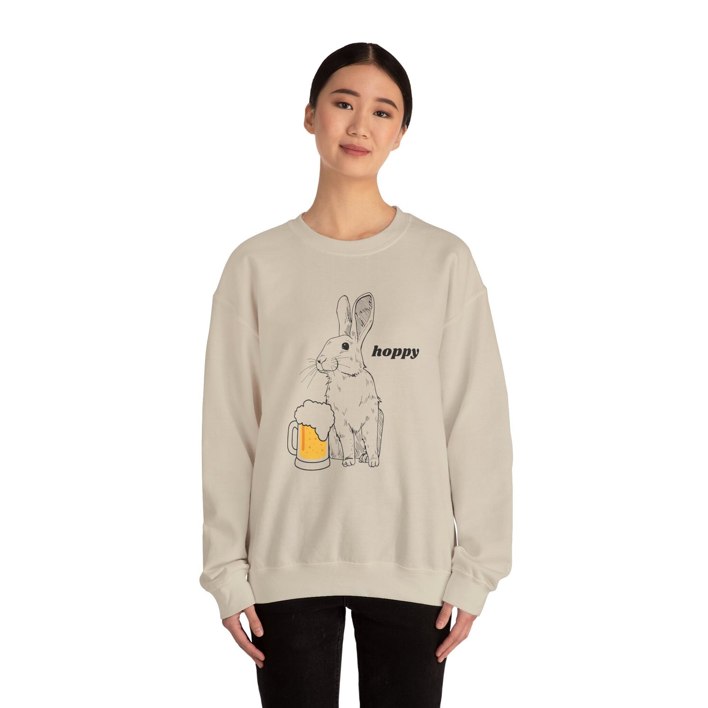 Hoppy Rabbit with Beer Crewneck Sweatshirt